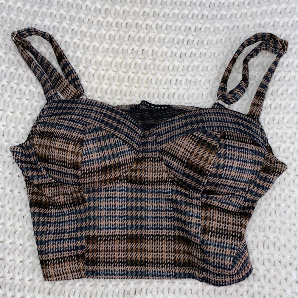 Plaid Crop Top with padding built in